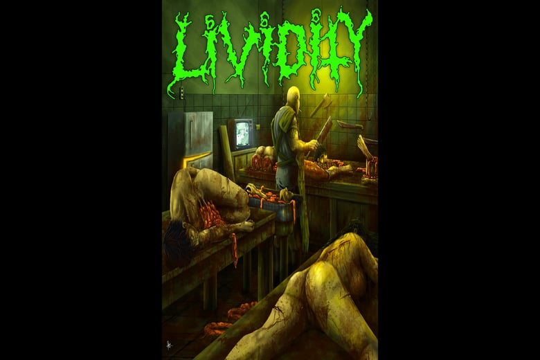 Image of LIVIDITY "Rotted Rehearsal Cuts...The Cumplete Demo Collection" 5x3 FLAG