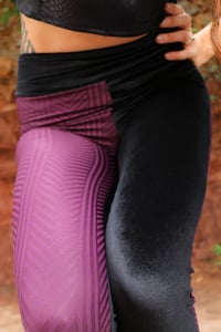 Image 1 of BIKOLOR LEGGINGS | PURPLE LYCRA + BLACK VELVET VERSION
