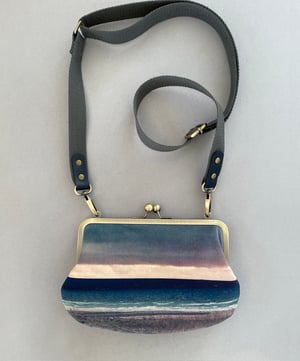 Image of Seascape, velvet shoulder bag with shoulder strap