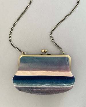 Image of Seascape, velvet shoulder bag with shoulder strap