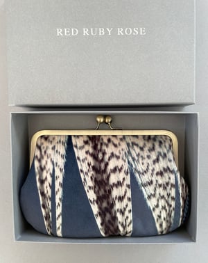 Image of Feather stripe, velvet shoulder bag with shoulder strap