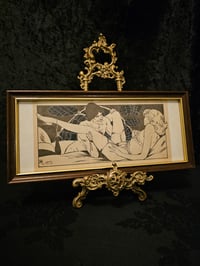 Image 1 of Framed Vintage Erotic strip page with preserved spider web - 2
