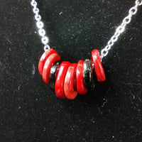 Image 2 of Red & Grey sculpted beads fidget necklace 