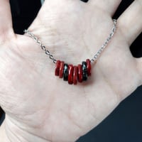 Image 1 of Red & Grey sculpted beads fidget necklace 