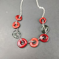 Image 3 of Red & Grey sculpted beads fidget necklace 