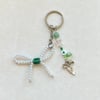  green white bow keychain