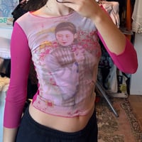 Image 3 of 00s mesh 3/4 sleeve top 