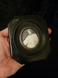 Image 3 of 1800s bible page with real preserved web in antique frame