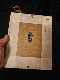Image 3 of " 2 way Crucifix" 1800's bible page with preserved spider web - 5