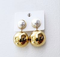 Image 2 of Pearl Gold Ball Earrings | Steel 14k Gold