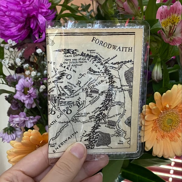 Image of Shire Map, Lord of the Rings Book Page Card Wallet