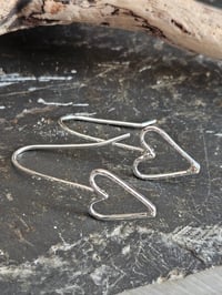 Image 8 of Wire Heart Hook Earrings - Sterling Silver 