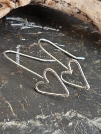 Image 2 of Wire Heart Hook Earrings - Sterling Silver 
