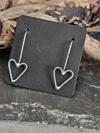 Image 1 of Wire Heart Hook Earrings - Sterling Silver 