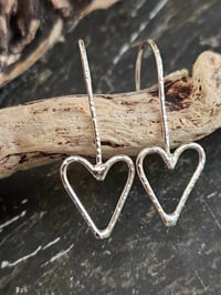 Image 10 of Wire Heart Hook Earrings - Sterling Silver 