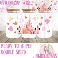 Festive Pink Disney Double Sided UVDTF cup wrap 