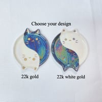 Image 2 of Glow in dark ying and yang cat mini ring dishes choose your design (2.5 inches diameter)