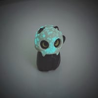 Image 7 of Glow in dark black kitty with skull mask ceramic figurine white gold version