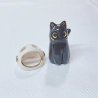 Image 3 of Black cat with astronaut helmet ceramic figurine (slightly discount)