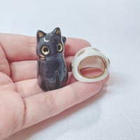 Image 4 of Black cat with astronaut helmet ceramic figurine (slightly discount)