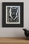 Black Cats Good Luck - Matted Dark Frame