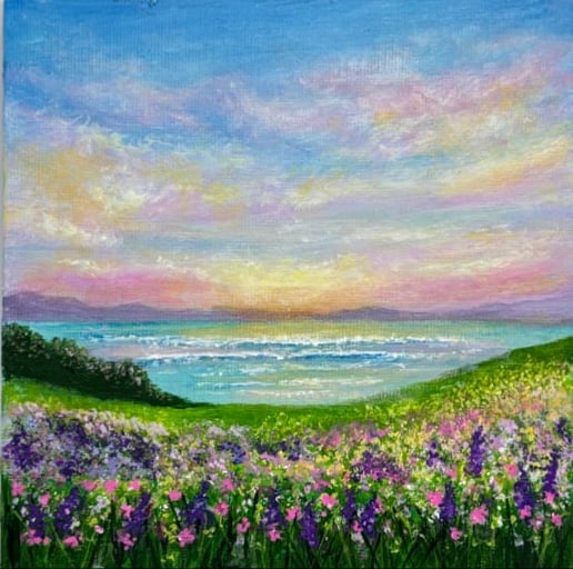 Original acrylic painting - dreamy landscape