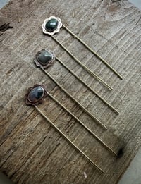 Image 4 of hair fork - green zebra Jasper 