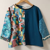 Image 1 of KylieJane Mixed Up Swing top -beautiful blues