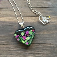 Image 2 of Chrysanthemum November Birth Flower Heart Pendant