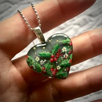 Image 4 of Holly December Birth Flower Heart Pendant