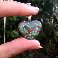 Image 2 of Holly December Birth Flower Heart Pendant