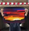 "Liquid Sunset" shaped print hand finished