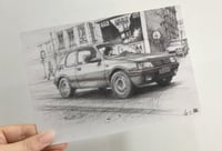 Repro carte postale "Peugeot 205 GTI 1984