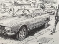 Image 4 of "Peugeot 504 coupé dans une rue parisienne en 1984"