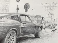 Image 3 of "Ford Mustang 1970 dans rue parisienne en 1981"