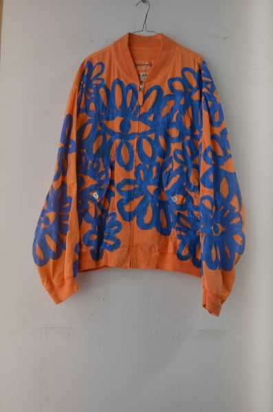 Image of Flowers  Oversized Unisex Bombers Orange/blue