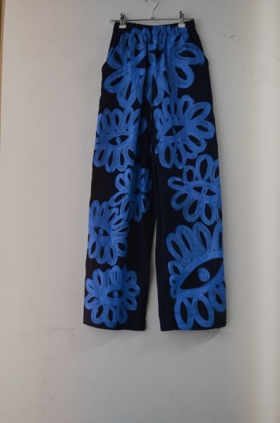 Image of Flowers Classic Trousers  Navy / Blue SMALL