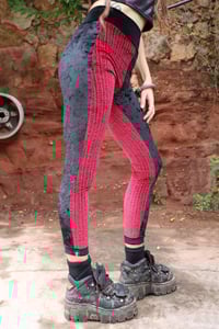 Image 5 of BIKOLOR LEGGINGS | STRIPPED BORDEAUX + BLACK VELVET VERSION