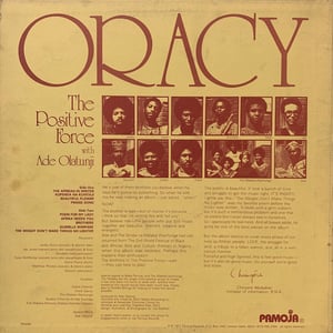 The Positive Force With Ade Olatunji ‎– Oracy (Pamoja Records ‎– US - 1977)