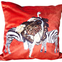 Image 1 of Ostridge and Zebra Cushion