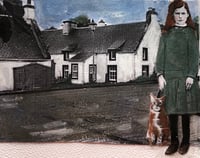 Tiny original mixed media painting "Ginger cat " Scottish influence