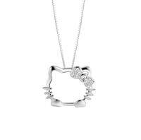 Image 2 of 925 Sterling Silver Necklace hello Kitty Cat Hollow Necklace Women/ Girl
