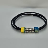 Image 1 of 3 strand wrist band- Yellow Blue- GMD 