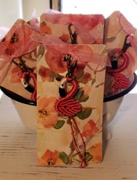 Image 2 of Macrame Pink Flamingo Key Fob
