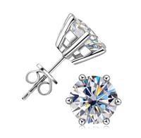 Image 1 of Elegant Moissanite earrings in a radiant yellow gold setting. 6.5mm, 1CT 