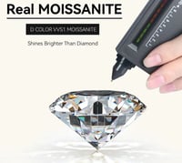 Image 2 of Elegant Moissanite earrings in a radiant yellow gold setting. 6.5mm, 1CT 