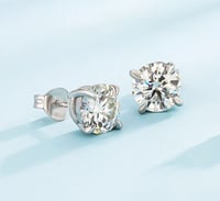 Image 1 of Diamond Earring 925 Sterling Silver Men Women Jewelry Round Cut GRA Certificate Moissanite