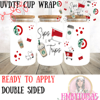 Image 1 of Sips and trips Double Sided UVDTF cup wrap 