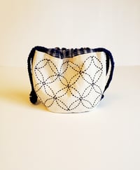 Image 2 of Kinchaku Drawstring Bag with Sashiko Hand Embroidery