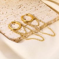 Image 1 of 18K Gold Plated Stainless Steel Drop Chain Earrings